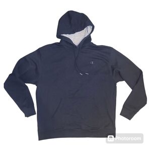 Champion Reverse Weave Hoodie Hooded Sweatshirt Black Thick Pullover Men's XL